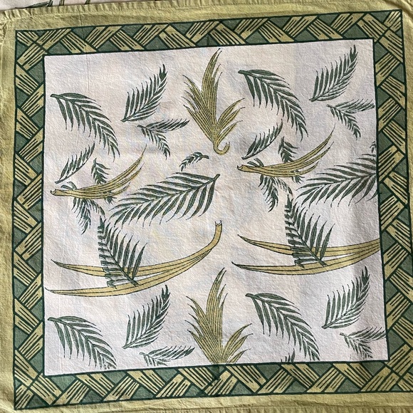 COULEUR NATURE Set Of 6 Green India Cotton Handmade Bamboo Print Napkins - Picture 2 of 9